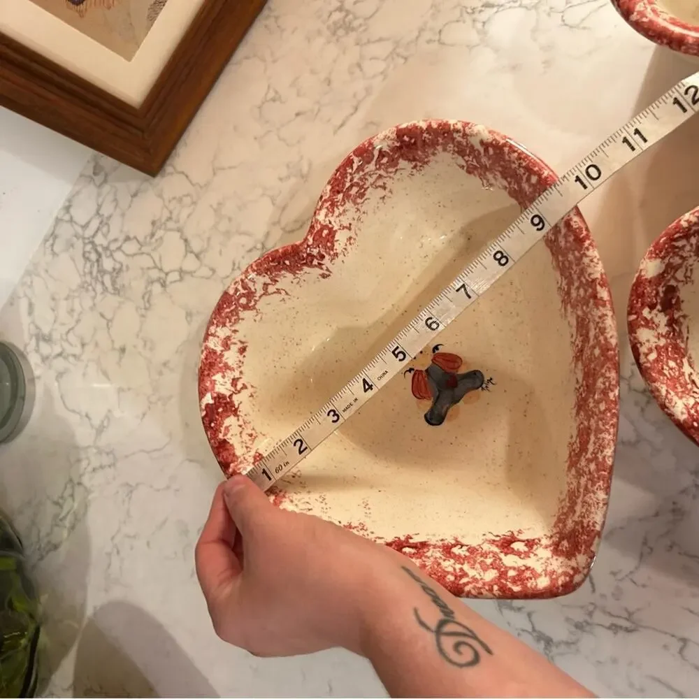 Vintage Ceramic The Houses Pottery Sturgis Ky Heart Shaped‎ Bowls Set of 3